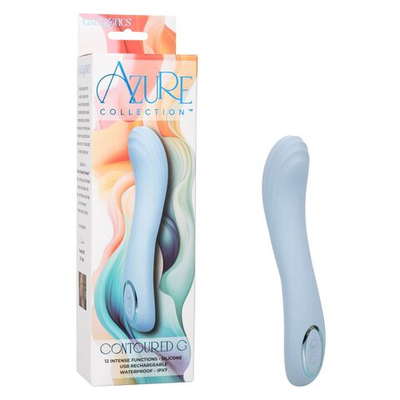 Голубой изогнутый вибромассажер Contoured G - 22,7 см. (Цвет: голубой)