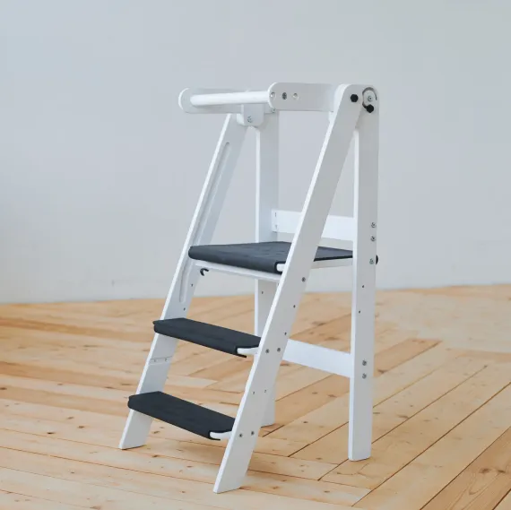 Детский табурет-стремянка "БАШНЯ ПОМОЩНИКА", с аксессуарами (коврики ЭВА), белый - фото: 1