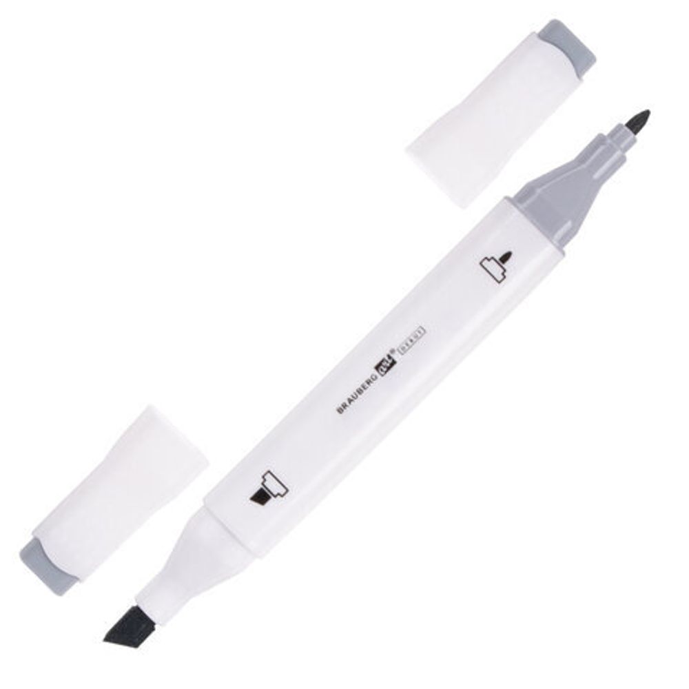 Маркеры для скетчинга двусторонние BRAUBERG ART DEBUT "WHITE", НАБОР 12 шт., серые цвета, 152136