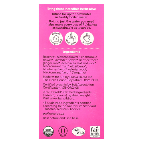 Pukka Herbs, органический травяной чай, перед сном, ягоды, без кофеина, 20 пакетиков, 36 г (1,26 унции)