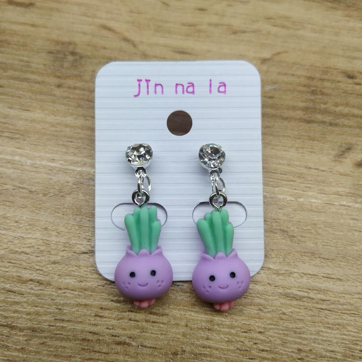 Клипсы Fruits №2 Лук с ножками кристалл металл серебристый