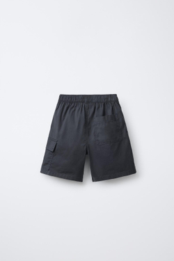 ZARA ШОРТЫ КАРГО ИЗ ПОПЛИНА, МОРСКОЙ СИНИЙ