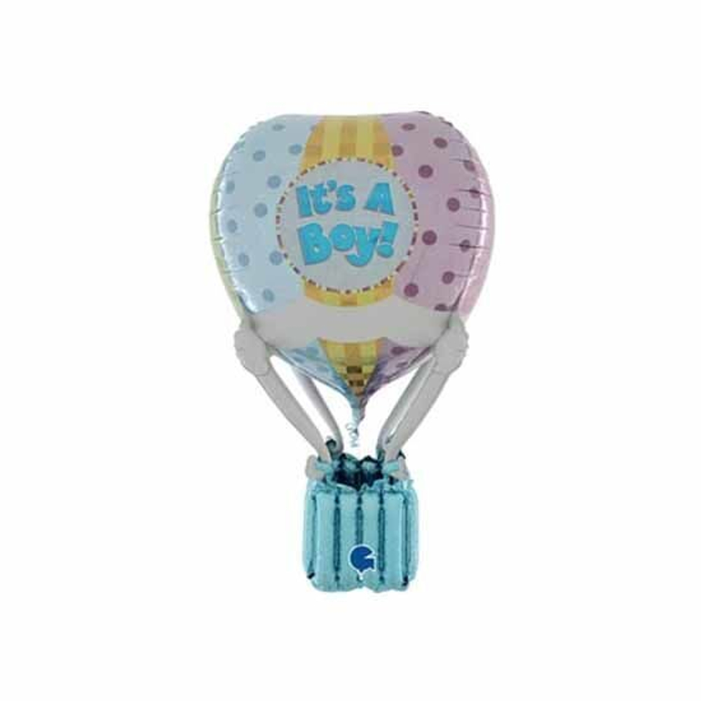 Шар фигура "Шар с корзиной IT'S A BOY блеск"
