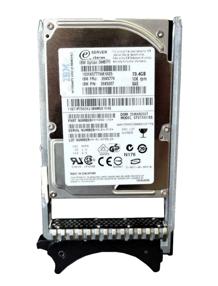 Жесткий диск IBM 73,4Gb (U300/10000/16Mb) SAS 2,5" NHP 26K5777