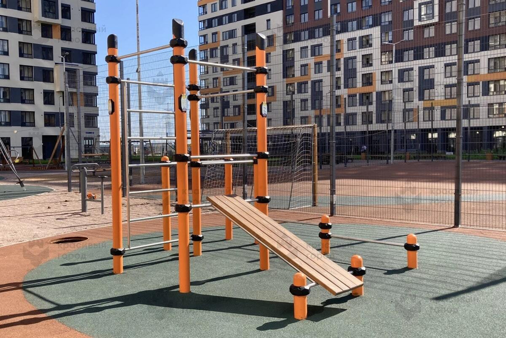 Комплекс воркаут 5 турников, шведская стенка, брусья и скамья для пресса