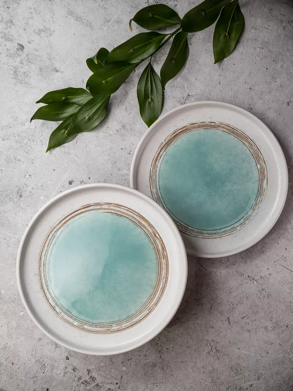 Набор 2шт тарелок с бортами 26 см Аквамариновое золото