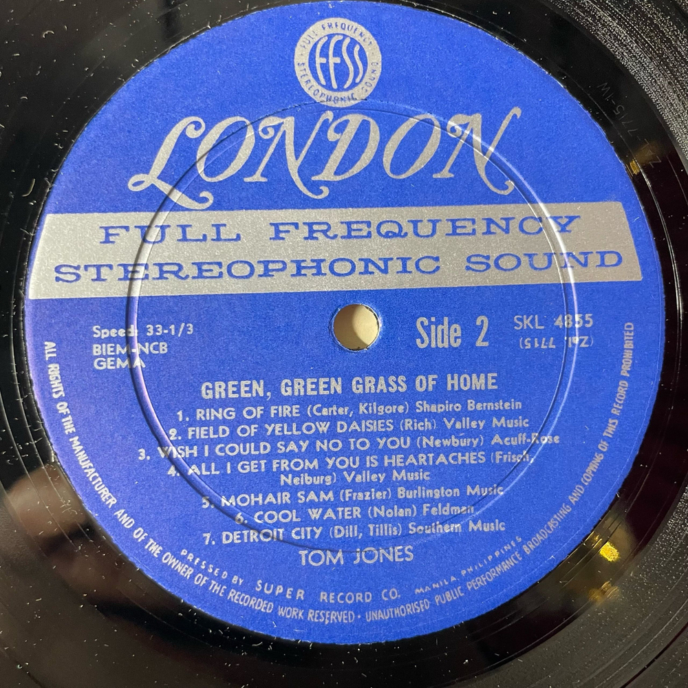 Винтажная виниловая пластинка LP Tom Jones Том Джонс, Green, Green Grass Of Home (Англия 1973)