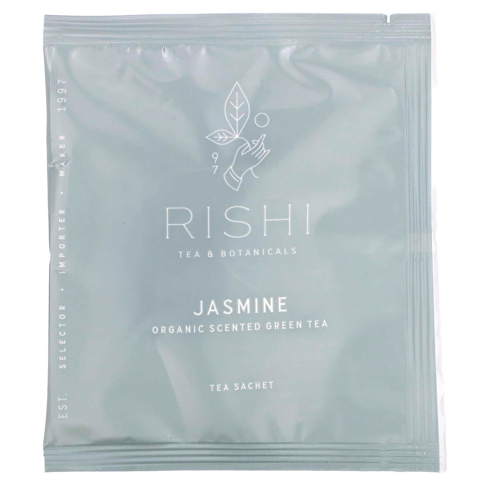 Rishi Tea, Органический ароматизированный зеленый чай, жасмин, 15 пакетиков, 36 г (1,26 унции)