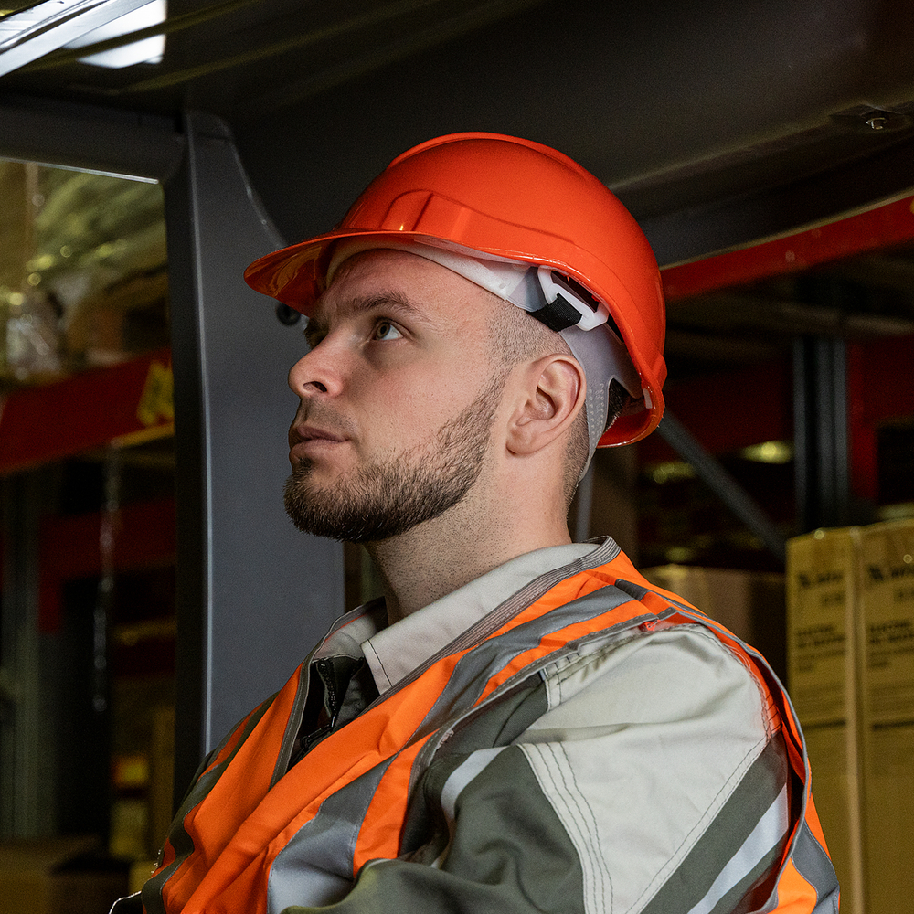 Каска защитная из ударопрочной пластмассы, оранжевая Сибртех 89113