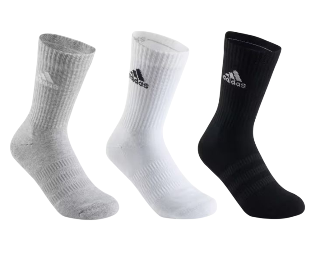 Теннисные носки Adidas Cushioned Crew 3P - средний серый вереск/белый/черный
