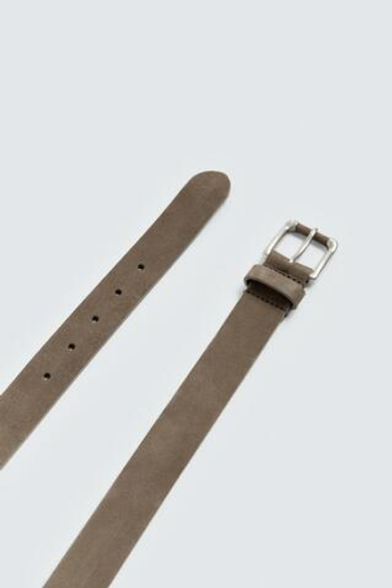 ZARA КОЖАНЫЙ РЕМЕНЬ ИЗ НУБУКА, СЕРО-КОРИЧНЕВЫЙ