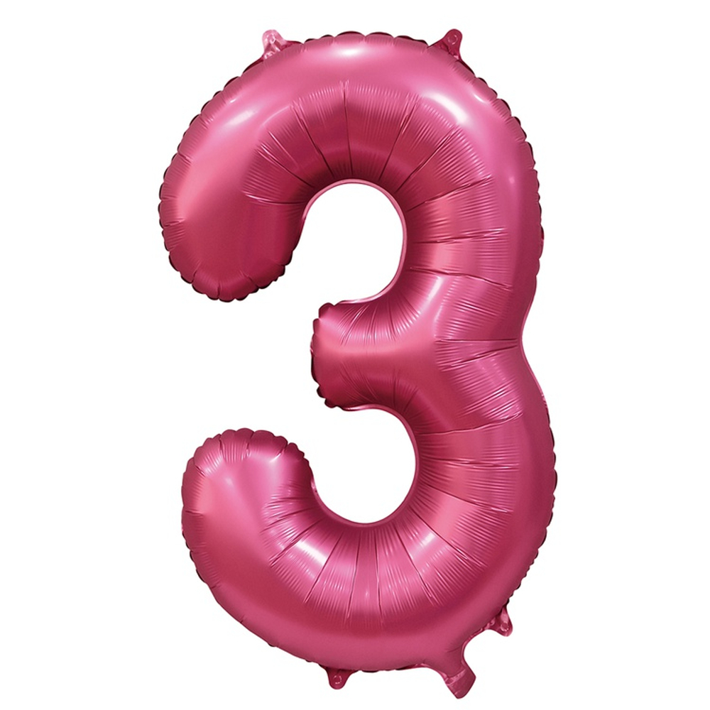 Шар фольгированный Цифра 3 101 см (Бургундия)