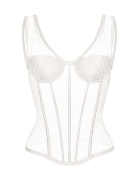 Блуза корсетного типа удлиненная из крепа и сетки