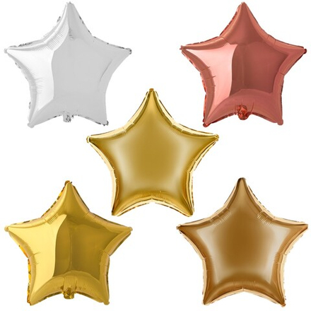 Фольгированный шар-звезда, металлик, серебро/золото, 46 см