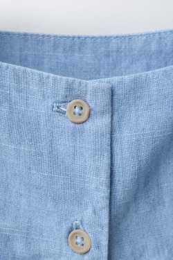 ZARA ДЖИНСОВОЕ ПЛАТЬЕ И ТРУСИКИ С ВЫШИВКОЙ, ВЫЦВЕТШИЙ СИНИЙ