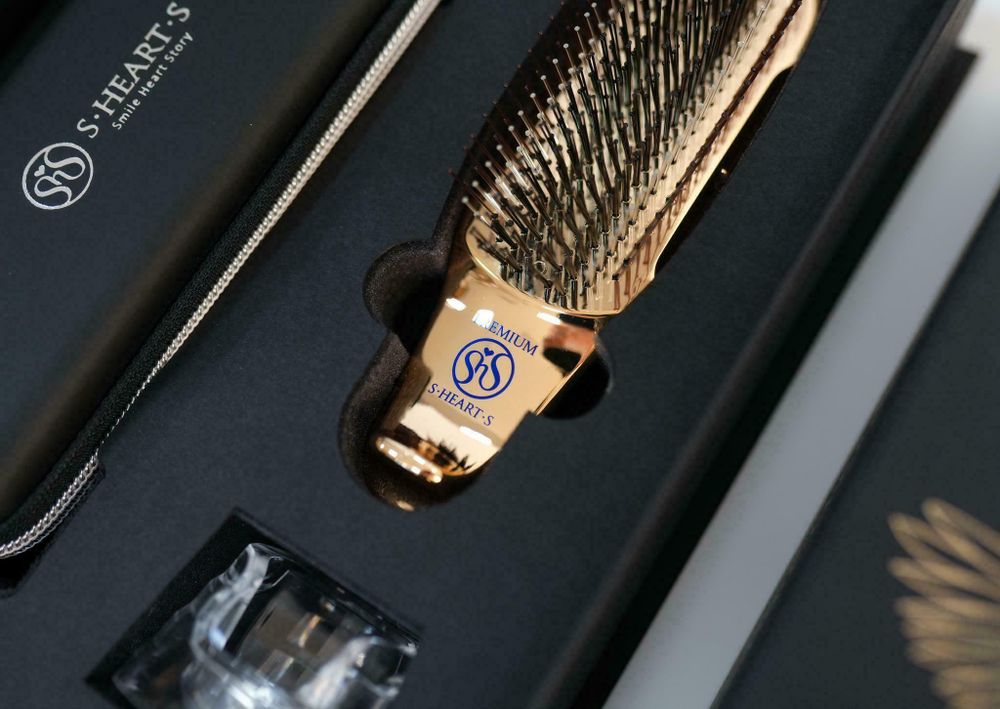 S-HEART-S Подарочный набор с расческой PREMIUM и чехлом (Золото с короткой ручкой)
