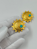 Накладка на пуговицу Солнце с голубой вставкой