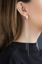 Моносерьга Полукруг с цепочками