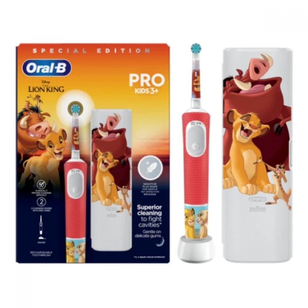 Детская электрическая зубная щетка Oral-B Vitality PRO Kids D103.413.2KX Король Лев + чехол