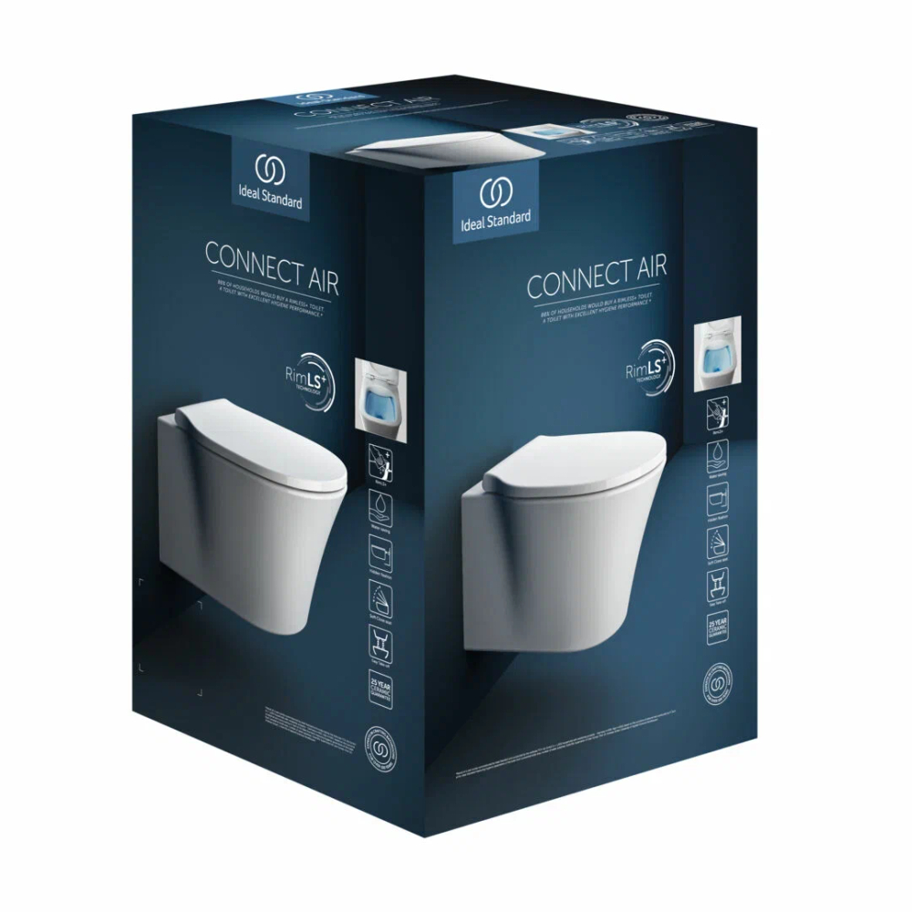 Промо-комлект 2 в 1 E248201 CONNECT AIR RIML+ Безободковый подвесной унитаз, с сиденьем и крышкой E036801, с крепежом TT0299598, R046367 PROSYS 2.0 Встраиваемая инсталляция