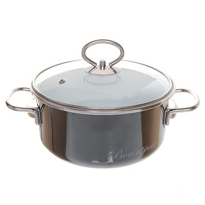 Кастрюля эмалированная «Bon appetit» 2 л цилиндрическая мокрый асфальт 8SB185S