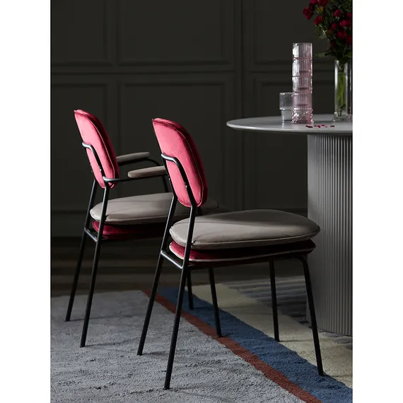 Стул с подлокотниками Pea, велюр, бордовый/бежевый