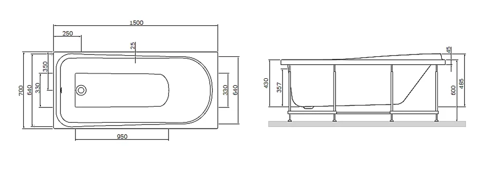 Ванна акриловая AM.PM Like W80A-150-070W-A 150х70