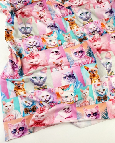 ГЛАМУРНЫЕ КОТЫ - Кулирка с лайкрой, пенье (КРВ601 Елена)