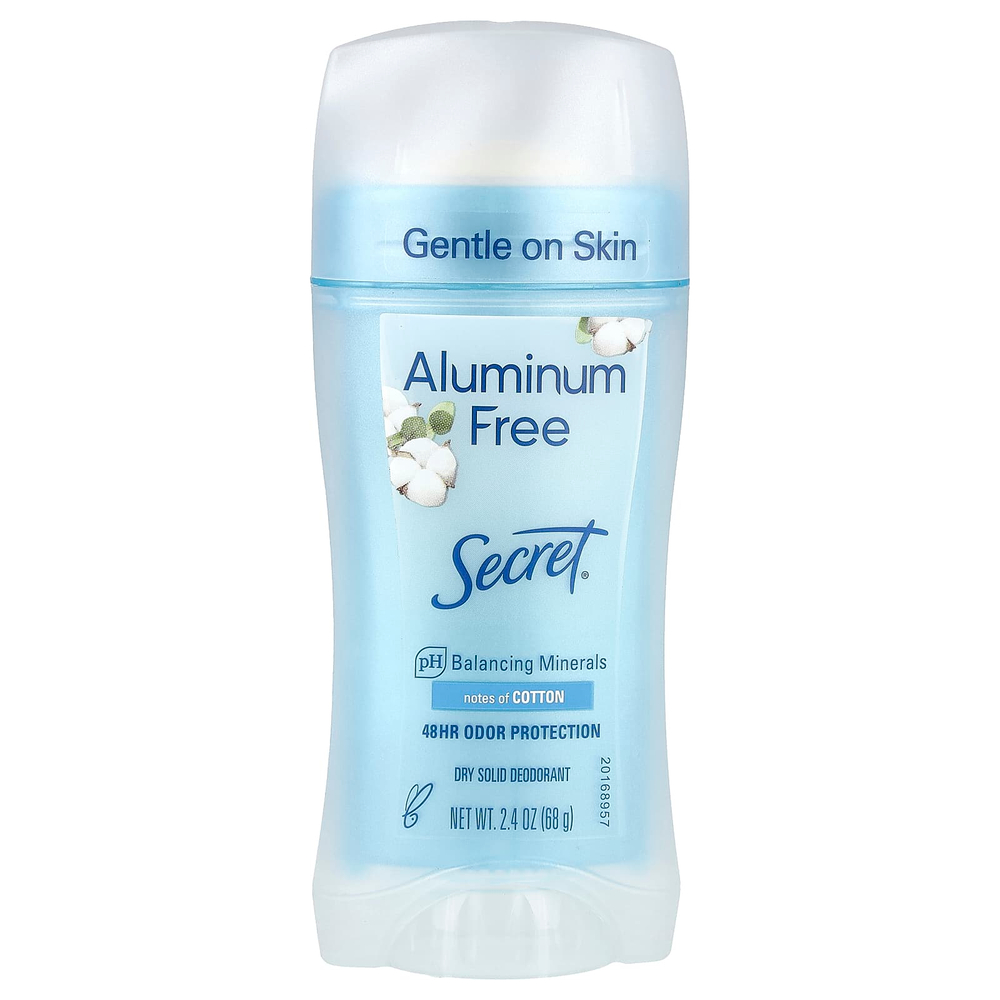 Secret, дезодорант без алюминия, с ароматом хлопка, 68 г (2,4 унции)
