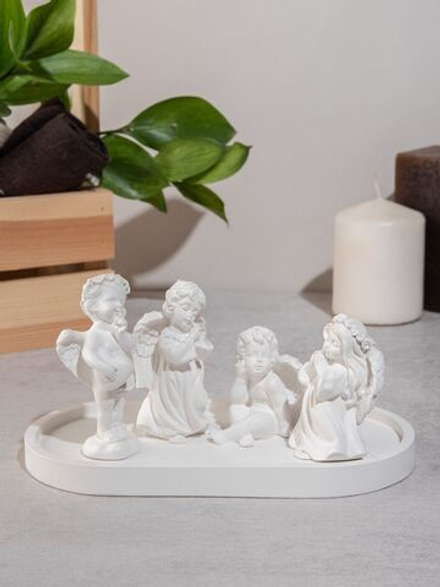 Набор статуэток ангелочки 4 штуки на подносе