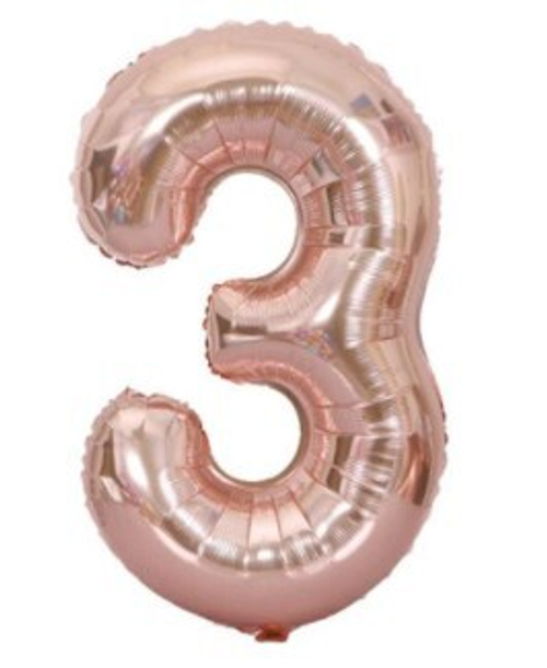 Шар цифра №3 Розовое золото