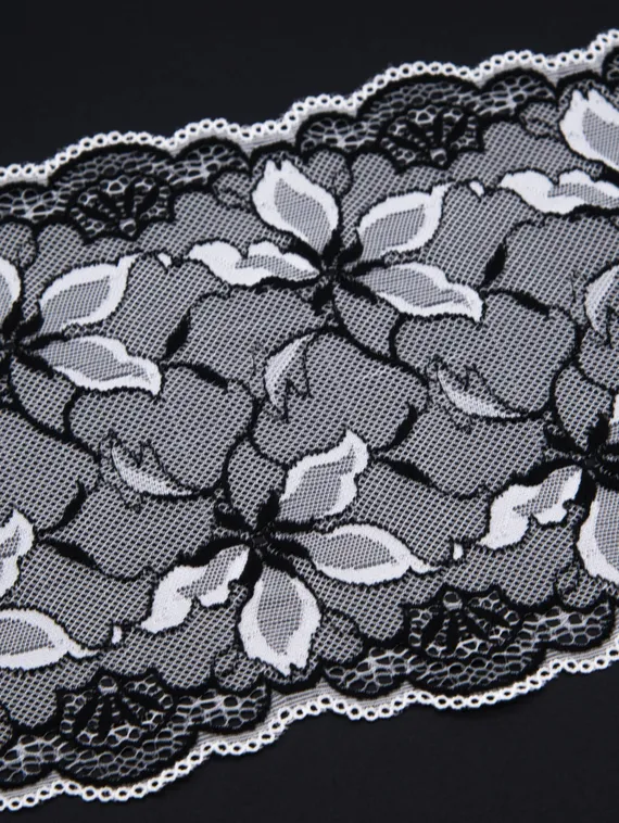 0455 Кружево эластичное 17 см, Италия, жасмин, белый