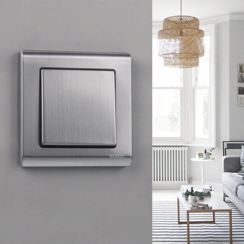 Выключатель одноклавишный (никель рифленый глянцевый ) W1110002