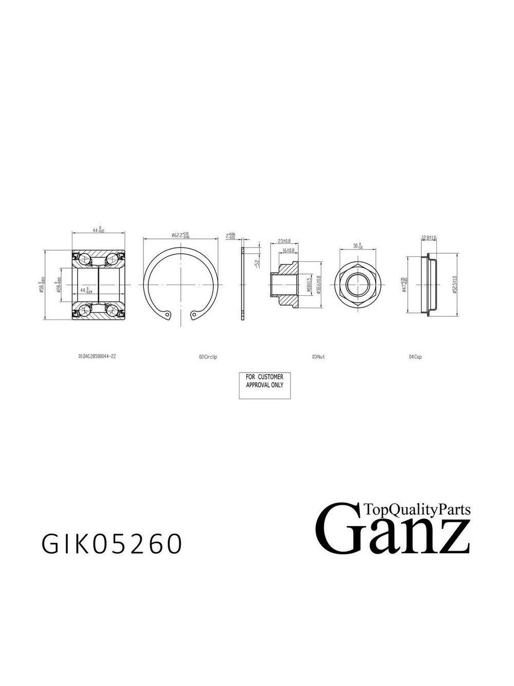 Подшипник ступицы задний SUZUKI Swift III 05-> GANZ GIK05260
