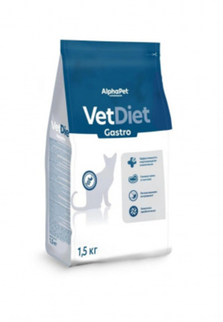 ALPHA PET Vet diet Gastro Сухой корм для кошек при проблемах с пищеварением 1,5 кг