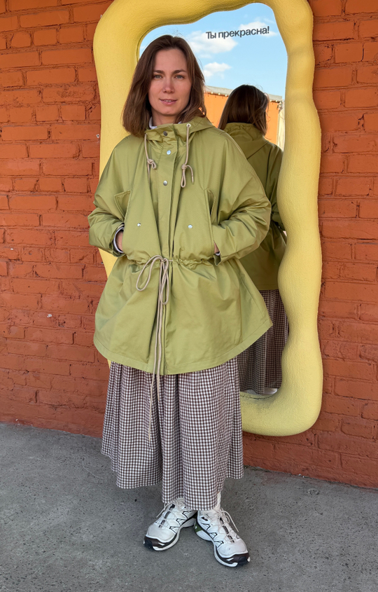 Юбка из хлопка, коричневая клетка