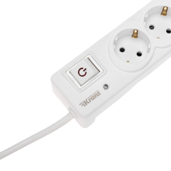 Kranz (13-4700) Фильтр сетевой 5 гнезд, 3м, 3х1,5мм?, с автовыкл, 2 USB, белый