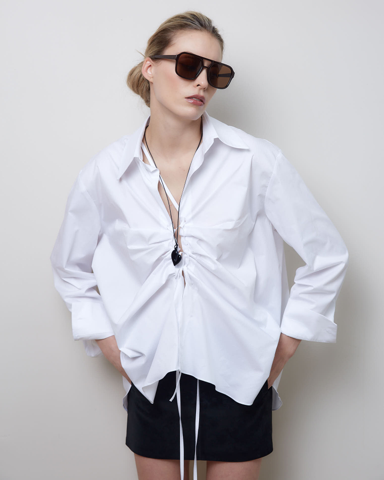 Рубашка на завязках из хлопка Макс Мара белый