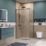 Душевой уголок BelBagno SOFT_CLOSE-2-AH-1 110х100 стекло прозрачное/профиль оружейная сталь