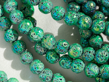 Нить бусин из лавы с радужным покрытием, 6,6мм