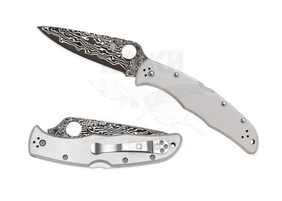 Складной нож Spyderco Endura 4 C10TIPD c клинком из стали Damascus DPS15 / VG-10, рукоять титан