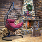 Подвесное кресло-кокон SEVILLA RELAX черное, оранжевая подушка (Laura Outdoor)