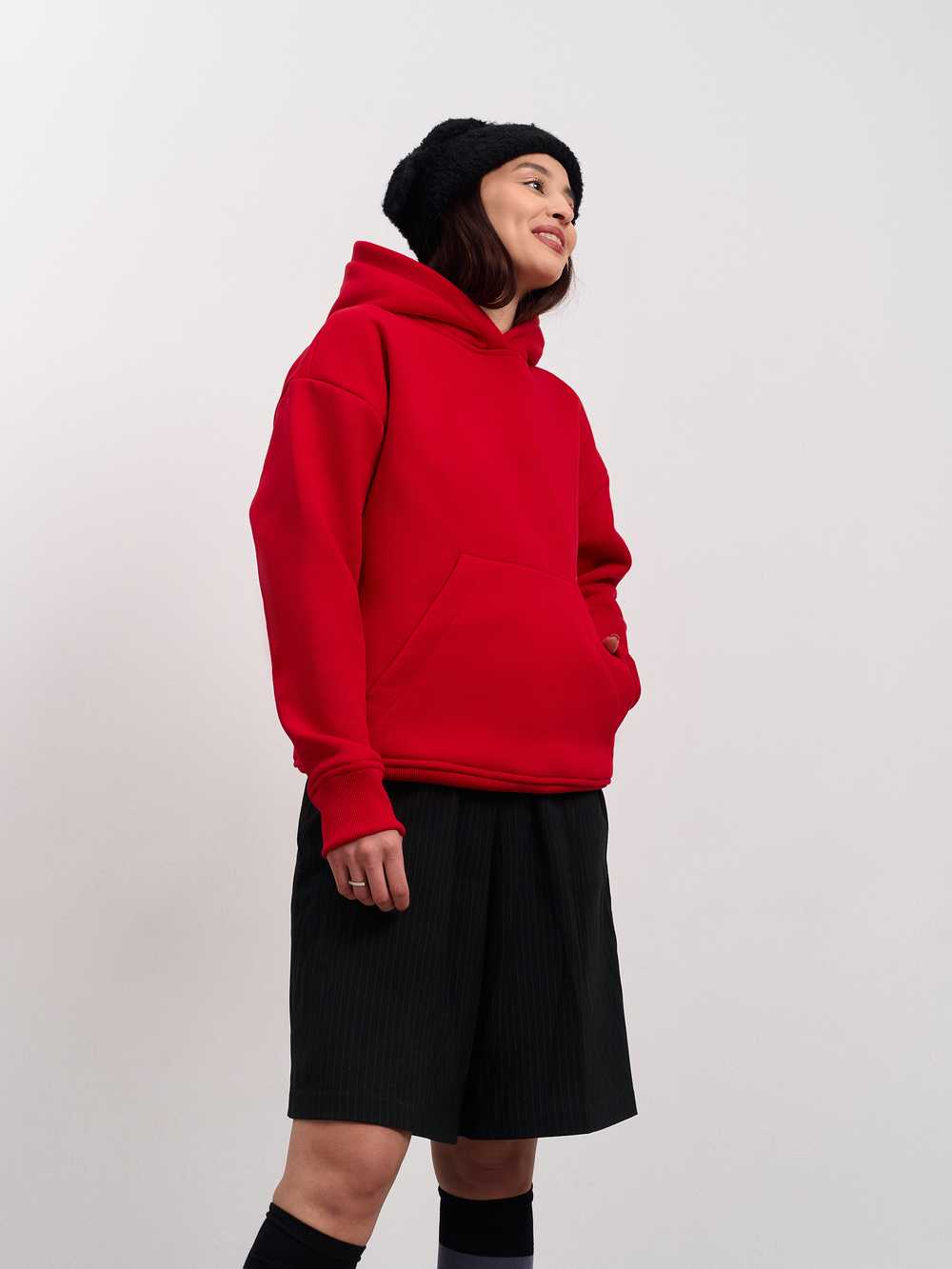 Толстовка женская с капюшоном "Вasic" красный