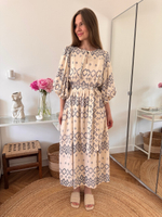 Платье Мари для беременных и кормящих, Кремовый с орнаментом