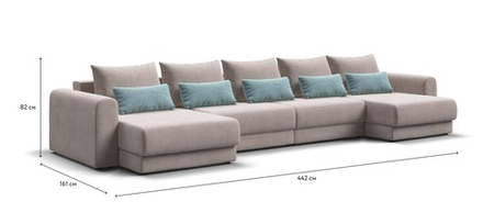 Модульный п-образный диван Ричмонд Модуль Велюр Монолит латте