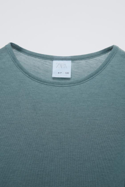 ZARA ФУТБОЛКА ИЗ СМЕСОВОЙ ШЕРСТИ, ВОДЯНИСТО-ЗЕЛЕНЫЙ