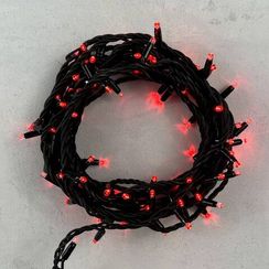 Светодиодная гирлянда Sealed 10 м., 220V., 100 красных LED ламп, черный каучук, Beauty Led (LL100-1-2R)
