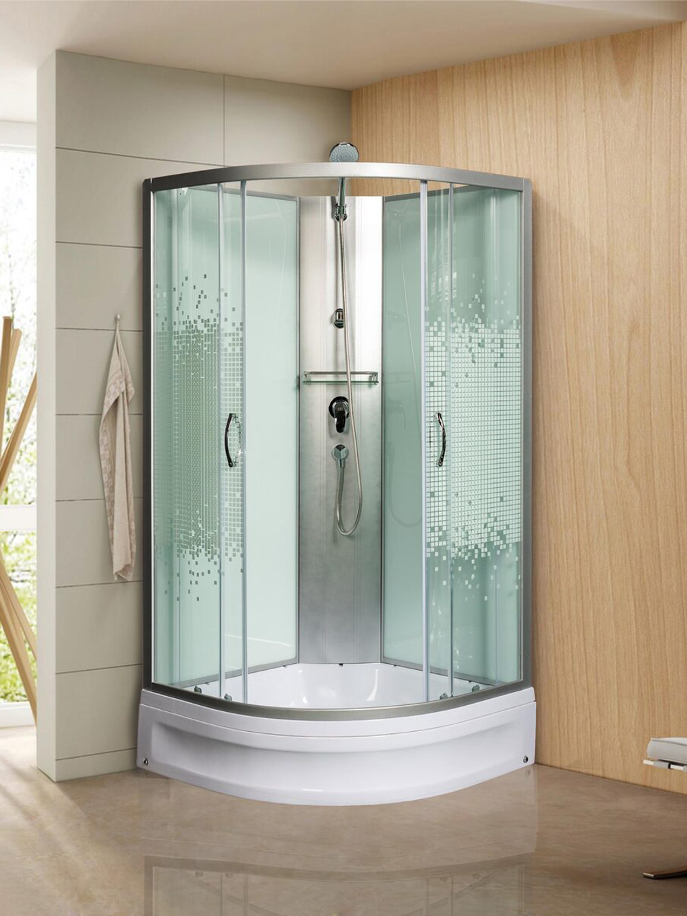 Душевая кабира  МОНОМАХ 10000005802 70/24 С МЗ, б/крыши, 700х700х2060, полукруг