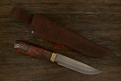 Разделочный нож Игоря Пампуха Модель 007, клинок 145мм, булат легированный, рукоять стаб. к. береза