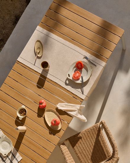 Уличный раздвижной стол Canyelles из полистирола и алюминия светло-серого цвета, 180 (240) x 100